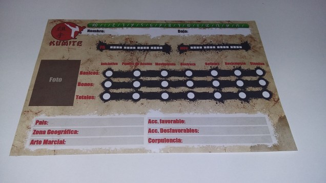 Ficha de luchador kumite en blanco