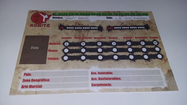 Ficha de luchador kumite 