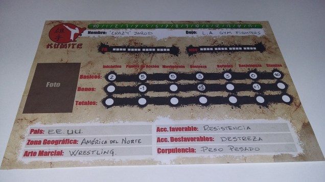Ficha de luchador kumite 