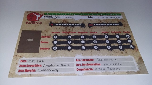 Ficha de luchador kumite 